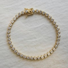 Bezel-Set Natural Zircon Tennis Bracelet in 3-Micron Gold-Plated Sterling Silver