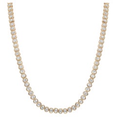 Collana Tennis con diamanti ovali incastonati in oro bianco 18 carati 14,76 ctw 17 pollici