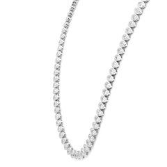 Bezel Set Oval Cut Diamond Tennis Necklace 18K White Gold 7.94Cttw 17 Inches