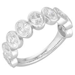 Bezel Set Oval Diamond 14K (or 18k upon request) White Gold Band Ring
