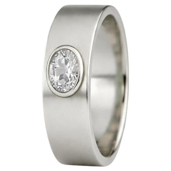 Customizable Bezel Set Oval Moissanite Wide Matte Band silver, gold For ...