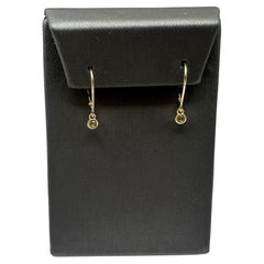 Bezel Set Peridot Drop Earrings in 14kt Yellow Gold - 0.16ctw, Lever Backs