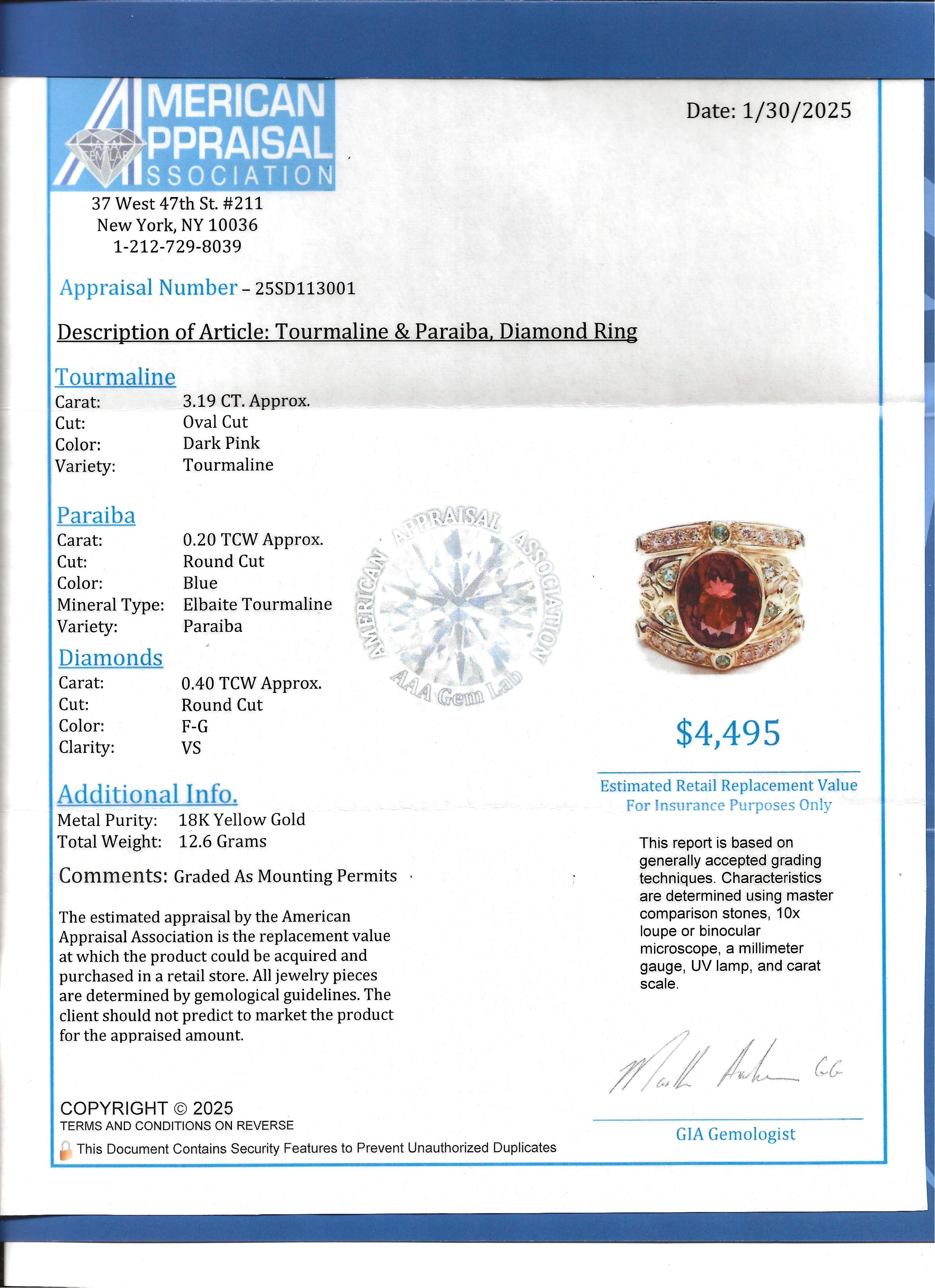 Bezel Set Pink and Blue Tourmaline Etruscan Style 18K Band Ring with Diamonds For Sale 6