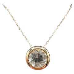 Bezel Set Prasiolite Necklace 10K Yellow Gold 7mm Round 18in