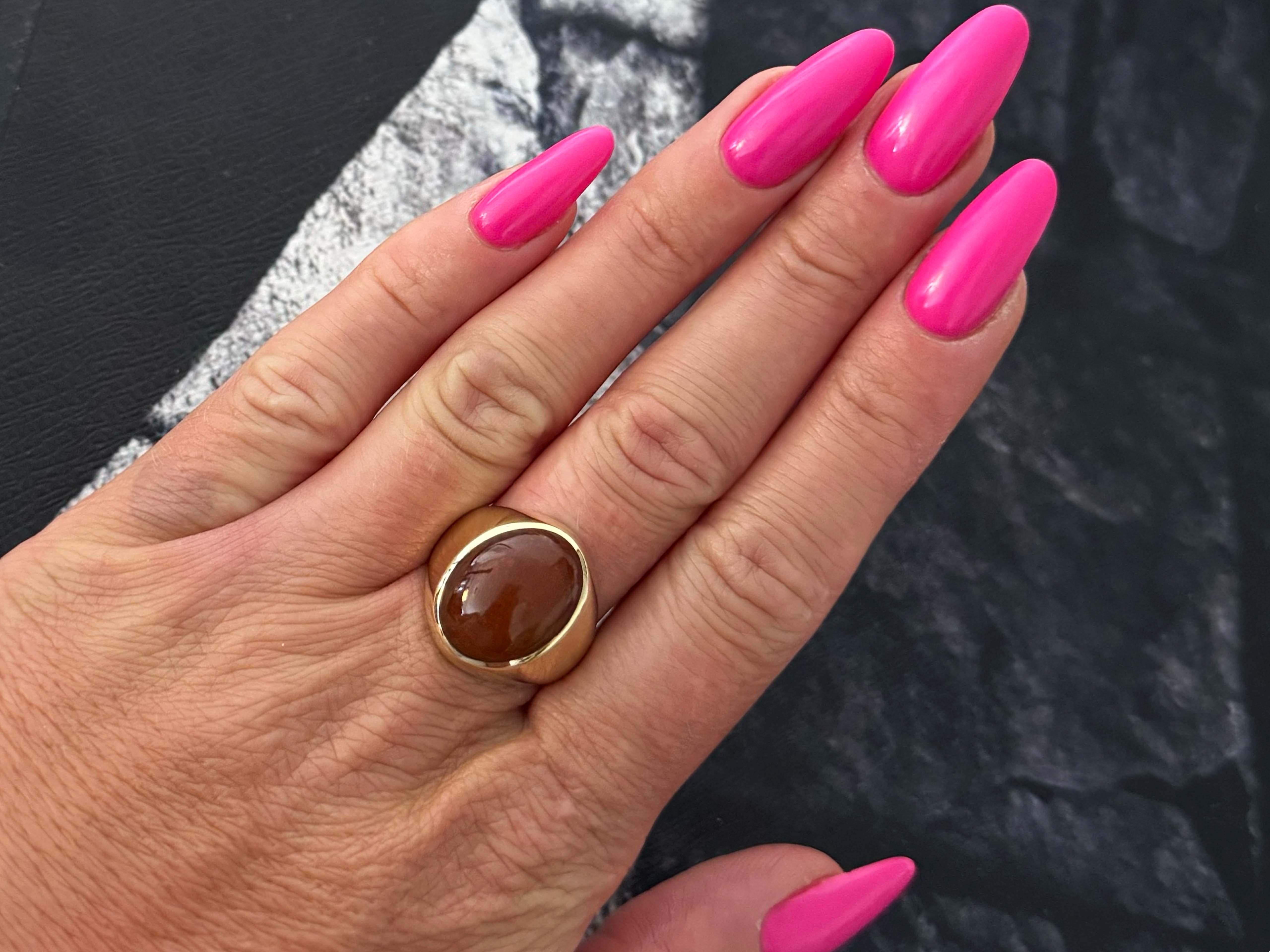 Specifications:

Metal: 14k Yellow Gold
​
​Gemstone: Jade
​
​Jade Measurements: ~17 mm x 13 mm x 4.7 mm
​
​Jade Carat Weight: ~10 carats

Total Weight: 10.8 Grams

Ring Size: 8.5 (resizable)

Stamped:  