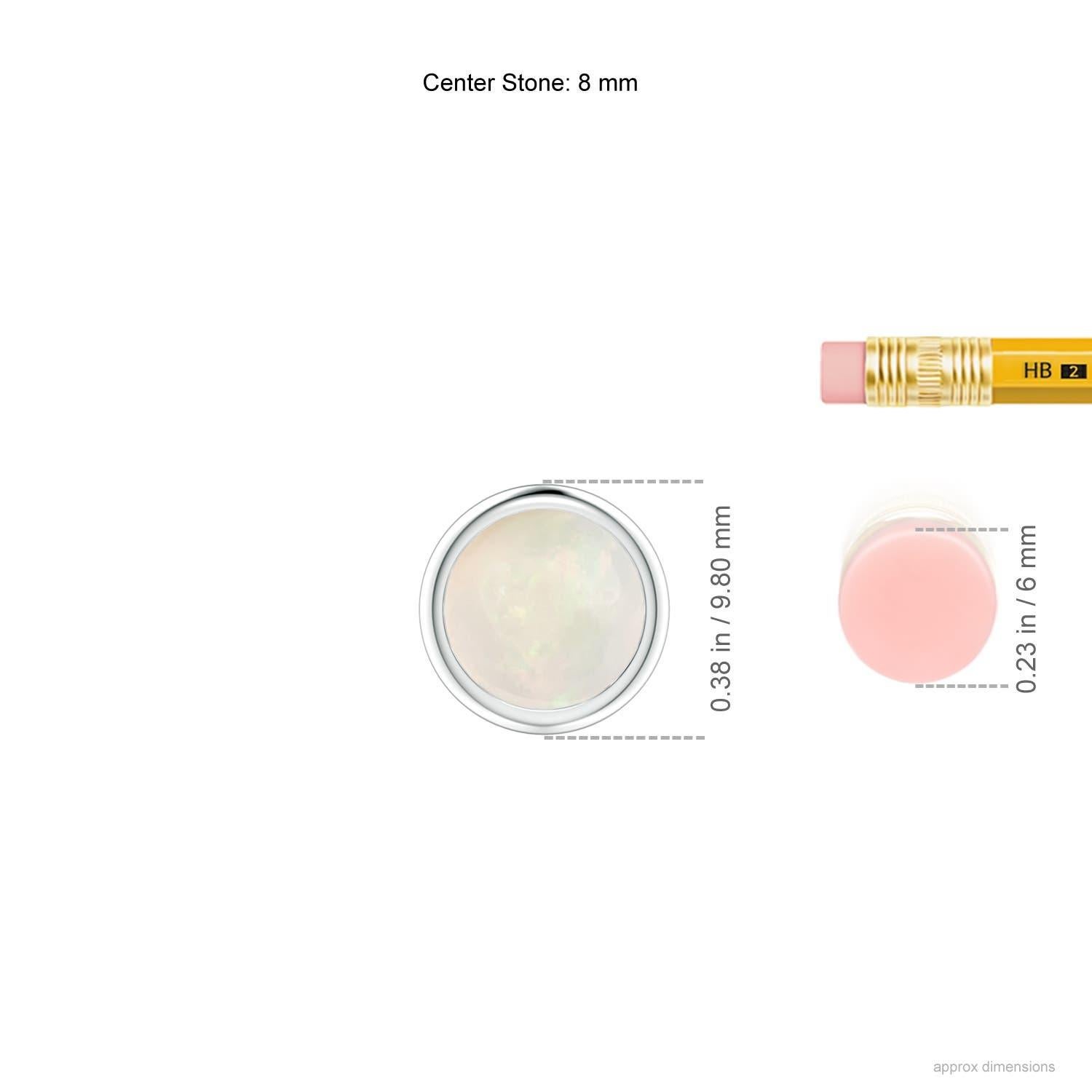 Moderno Ciondolo solitario Opale rotondo da 1,15 ct in oro bianco 14 carati con castone (misura 8 mm) in vendita