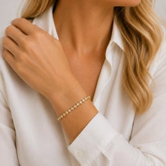 Bezel Set Round Brilliant-Cut Diamond 14 Karat Yellow Gold Line Bracelet