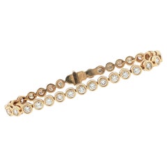 Bezel Set Round Brilliant-Cut Diamond 14 Karat Yellow Gold Line Bracelet