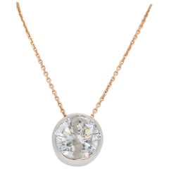 Bezel Set Round Brilliant Cut Diamond Pendant