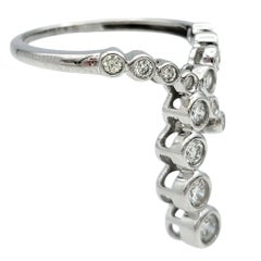 Lünettenbesetzter runder Brillant Diamant 'Y' Form Statement Ring 14 Karat Weißgold