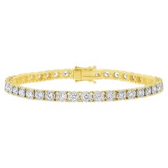 Bezel Set Round Cut Diamond 3.00 TCW Yellow Gold Tennis Bracelet