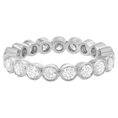 Used Bezel Set Round Cut Diamond Eternity Band Ring Platinum 0.95cttw