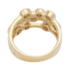 Anillo de fantasía con diamante de corte redondo engastado en bisel Oro amarillo de 18 quilates 0,69Cttw Talla 6,75