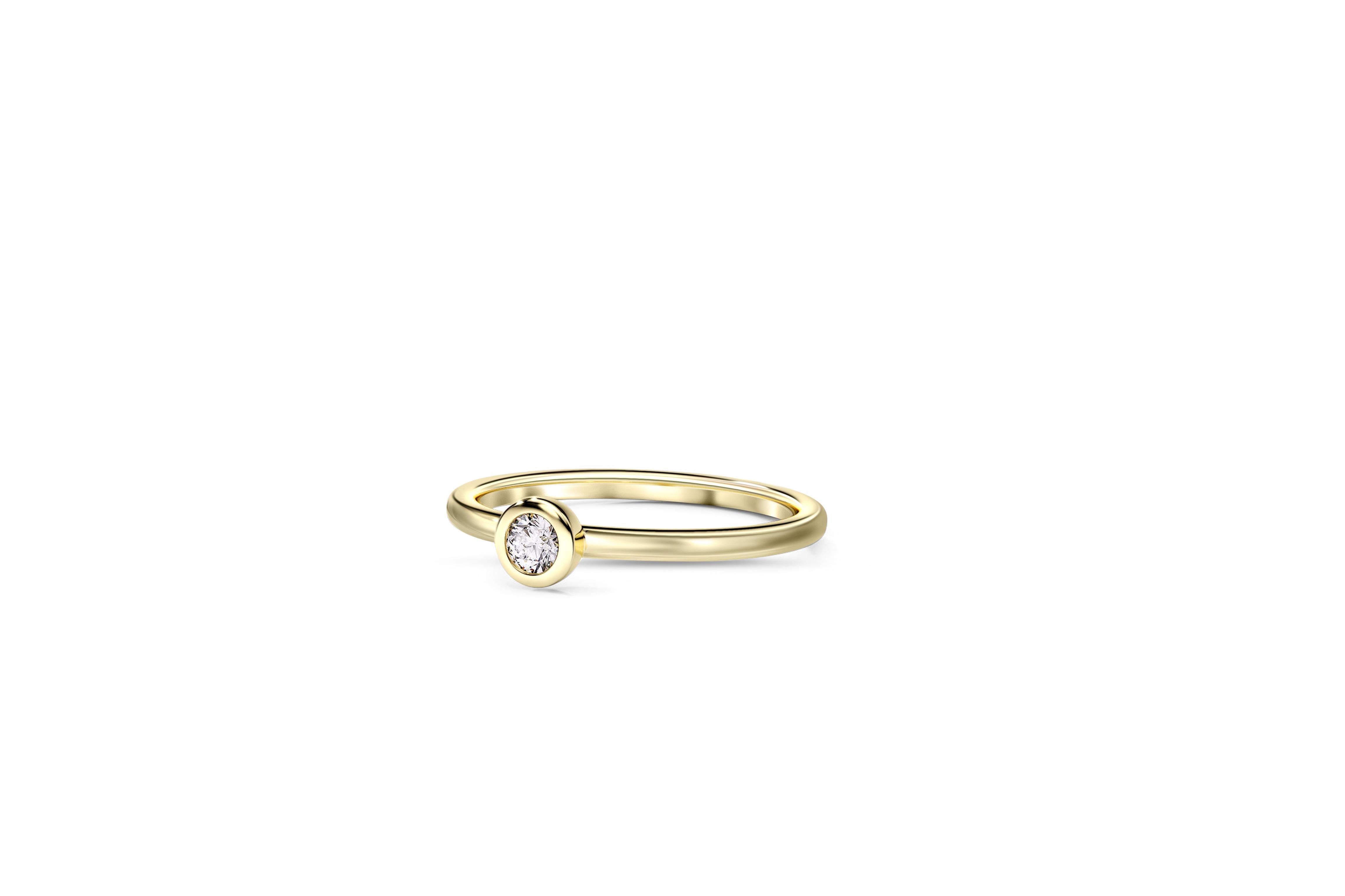 For Sale:  Bezel Set Round-Cut Moissanite Engagement Ring in 14k Gold 3