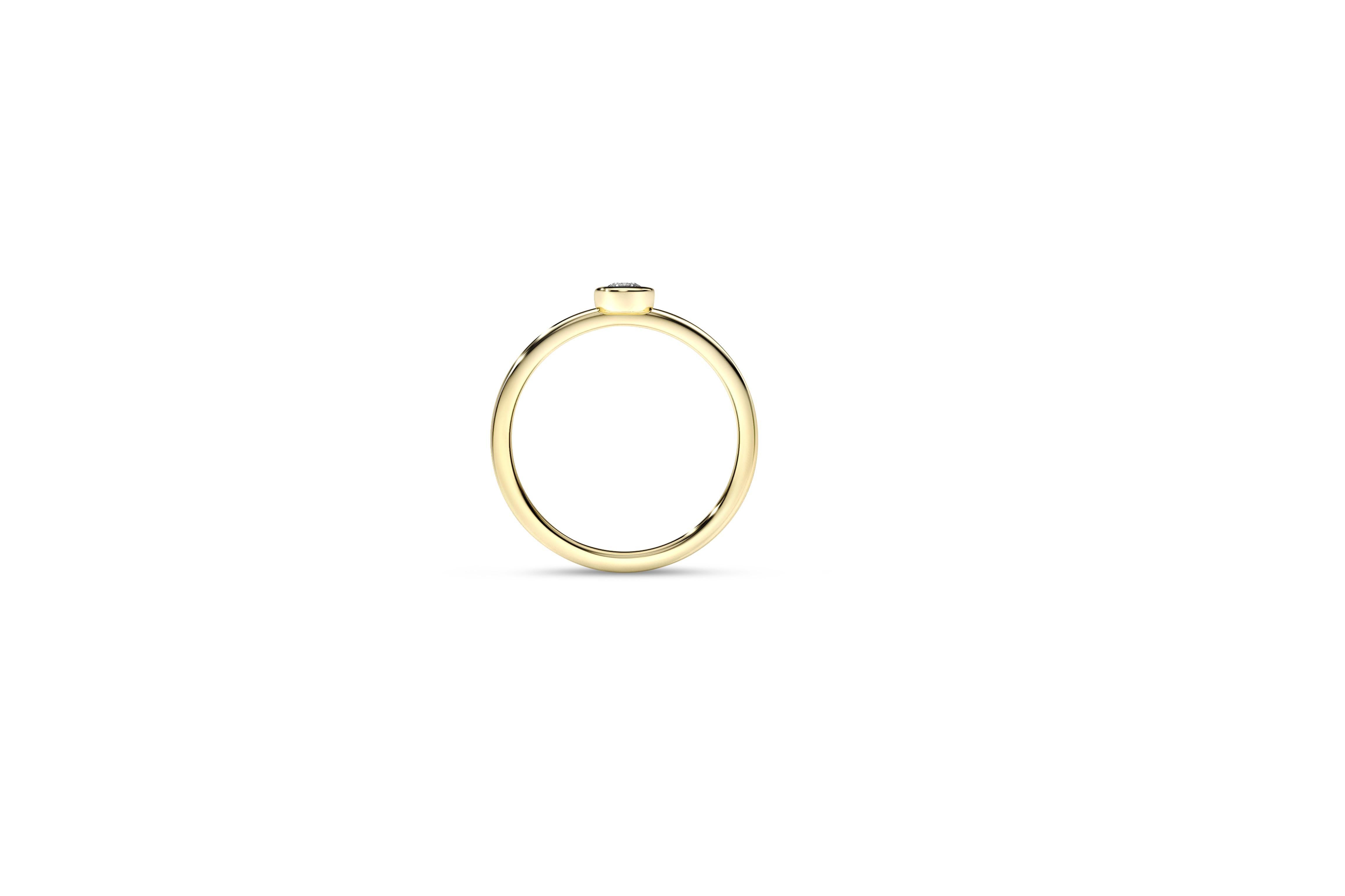 For Sale:  Bezel Set Round-Cut Moissanite Engagement Ring in 14k Gold 4