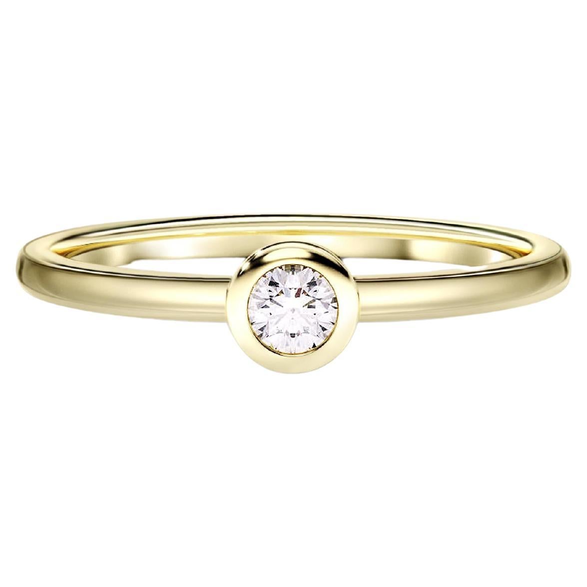 Bezel Set Round-Cut Moissanite Engagement Ring in 14k Gold