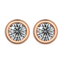 Bezel-Set Round Diamond Earrings in 14k Rose Gold With 0.5 cttw natural diamonds