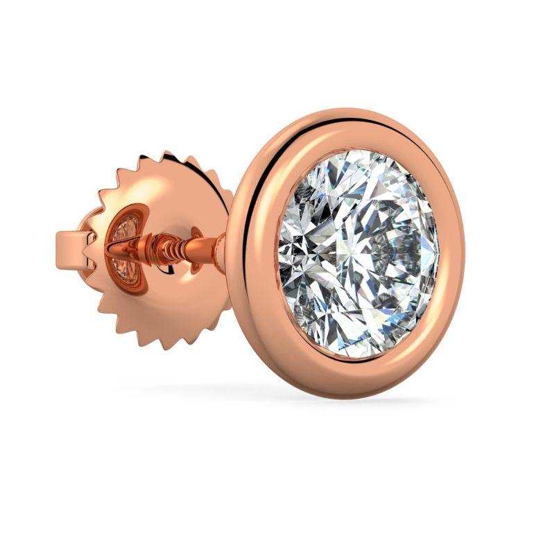 Modern Bezel-Set Round Diamond Earrings in 14k Rose Gold With 0.5 cttw natural diamonds For Sale