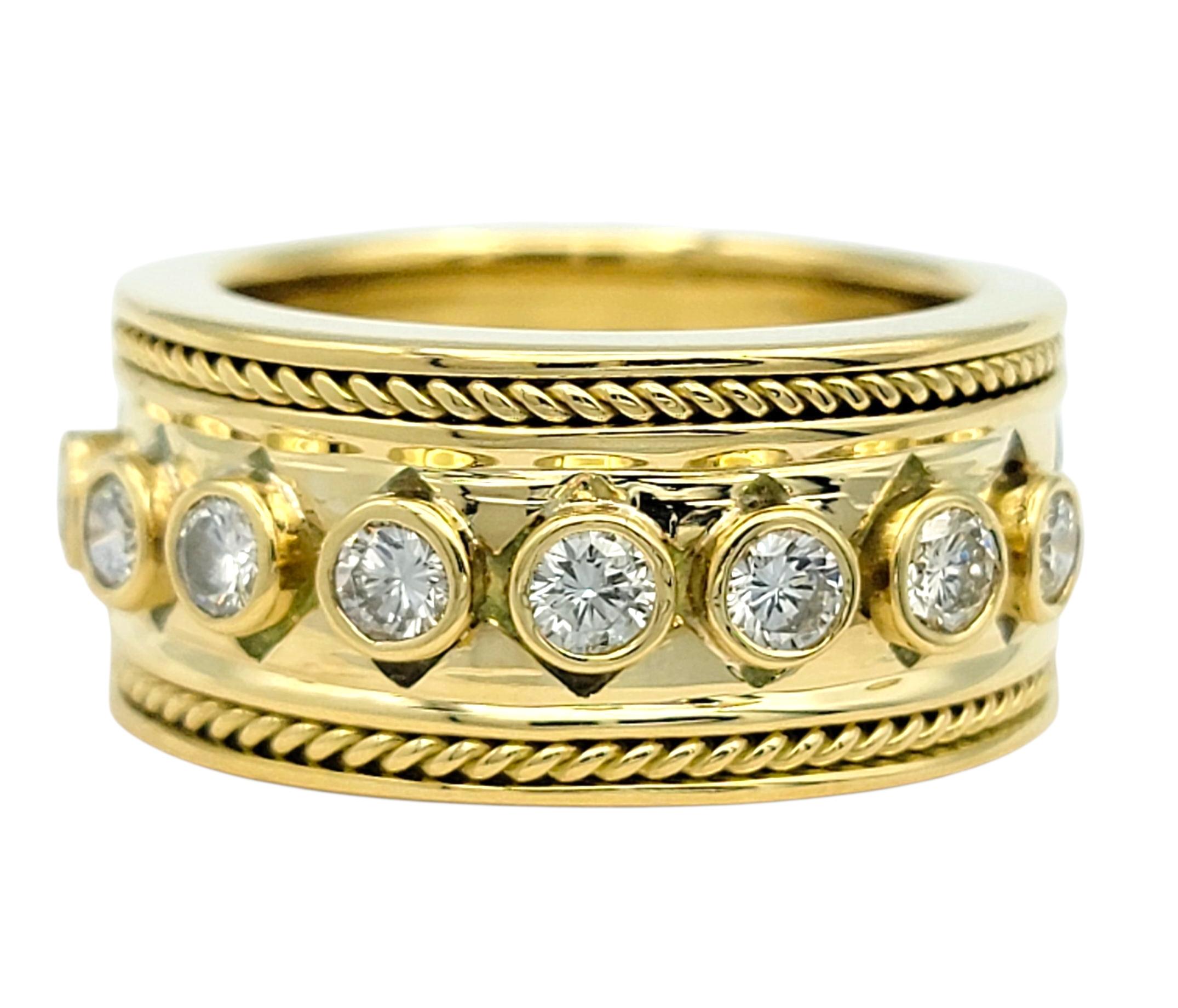 Ring mit geometrischem Motiv aus 18 Karat Gelbgold mit rundem Diamant in Lünette (Zeitgenössisch) im Angebot