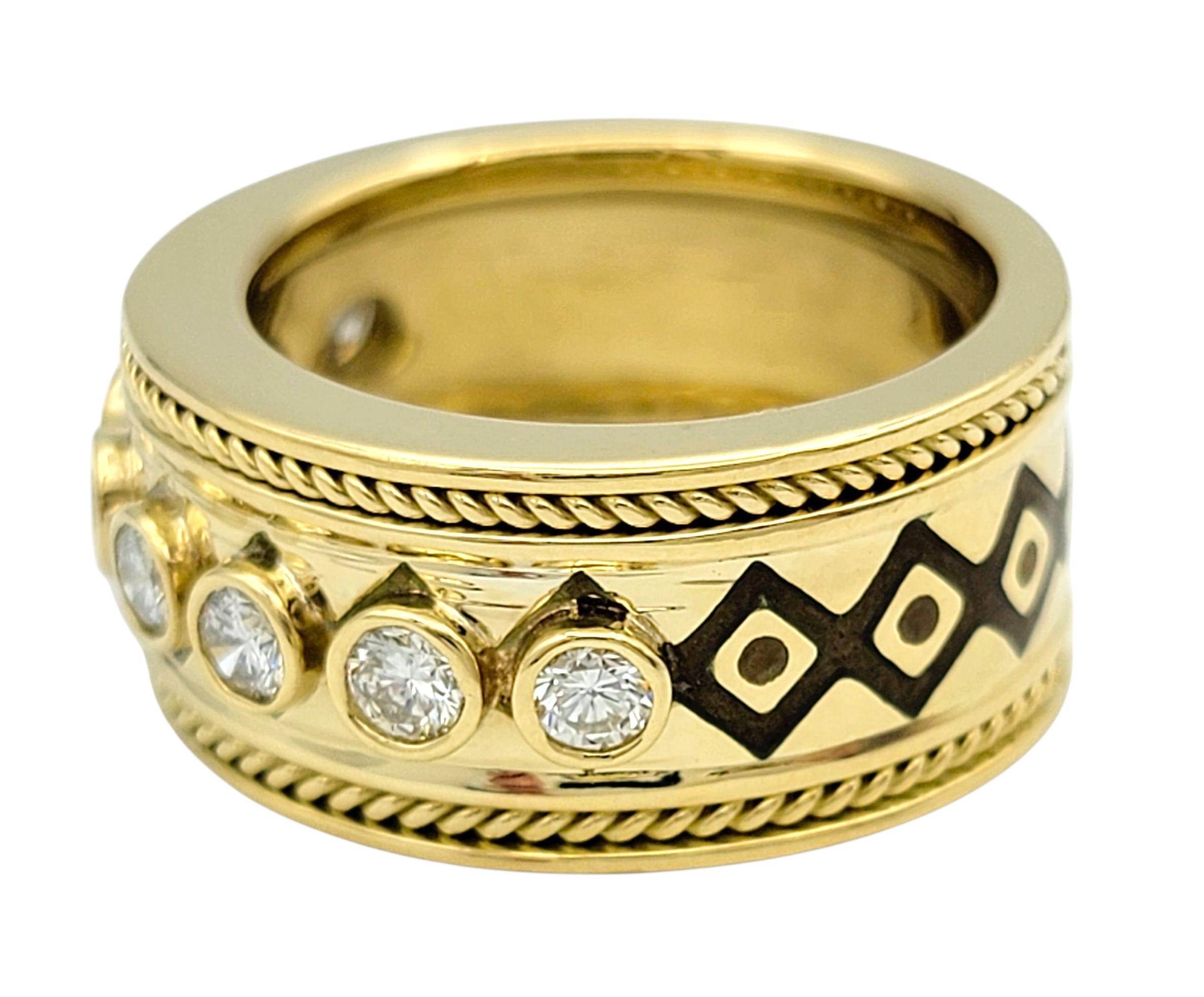 Ring mit geometrischem Motiv aus 18 Karat Gelbgold mit rundem Diamant in Lünette im Zustand „Gut“ im Angebot in Scottsdale, AZ