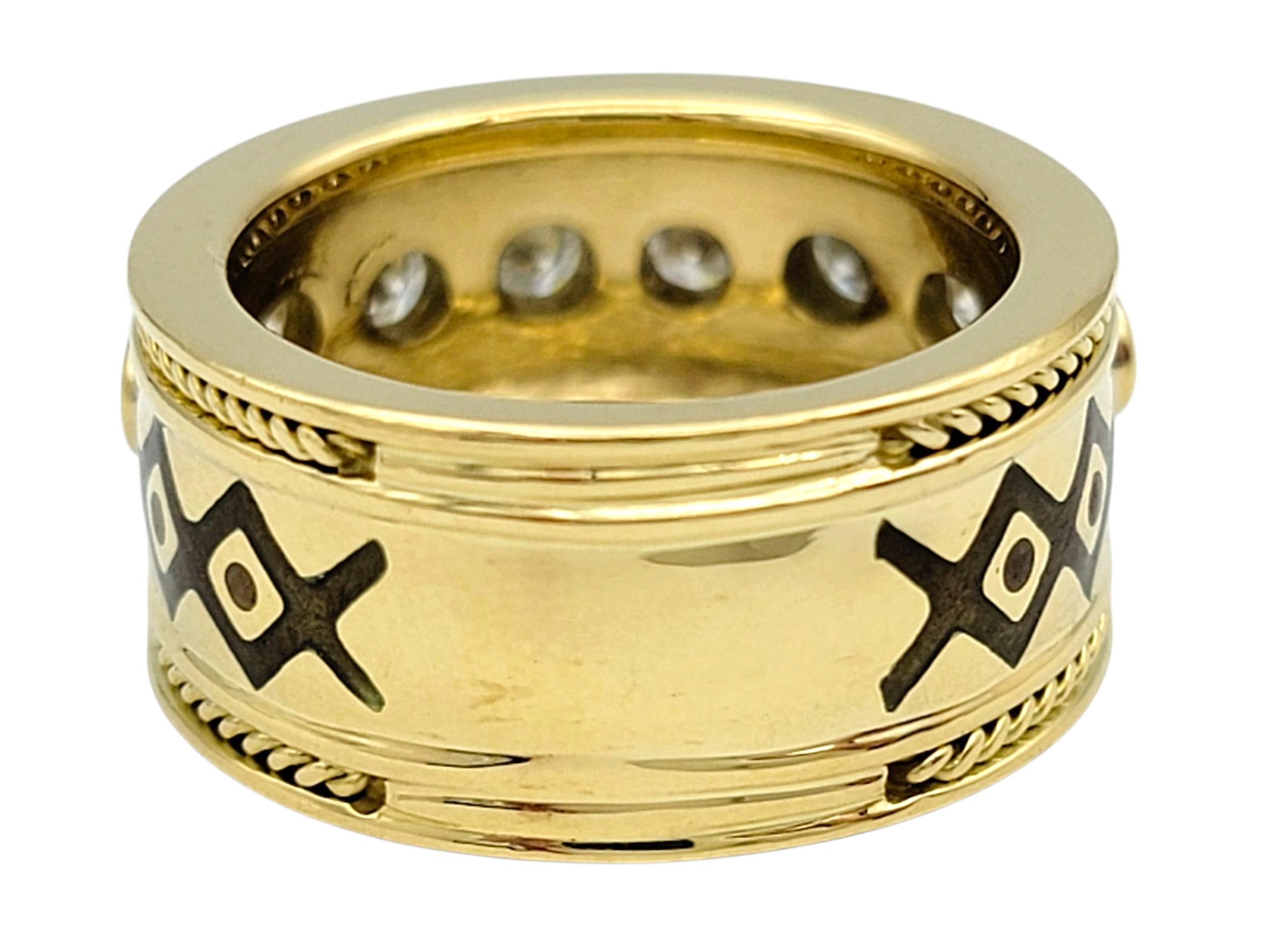 Ring mit geometrischem Motiv aus 18 Karat Gelbgold mit rundem Diamant in Lünette für Damen oder Herren im Angebot
