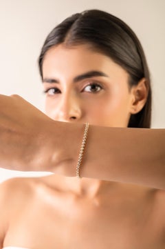 Bezel Set Round Diamond Tennis Bracelet 1.37 CTW in Solid 14K Yellow Gold
