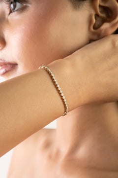 Bezel Set Round Diamond Tennis Bracelet 1.37 CTW in Solid 18K Yellow Gold