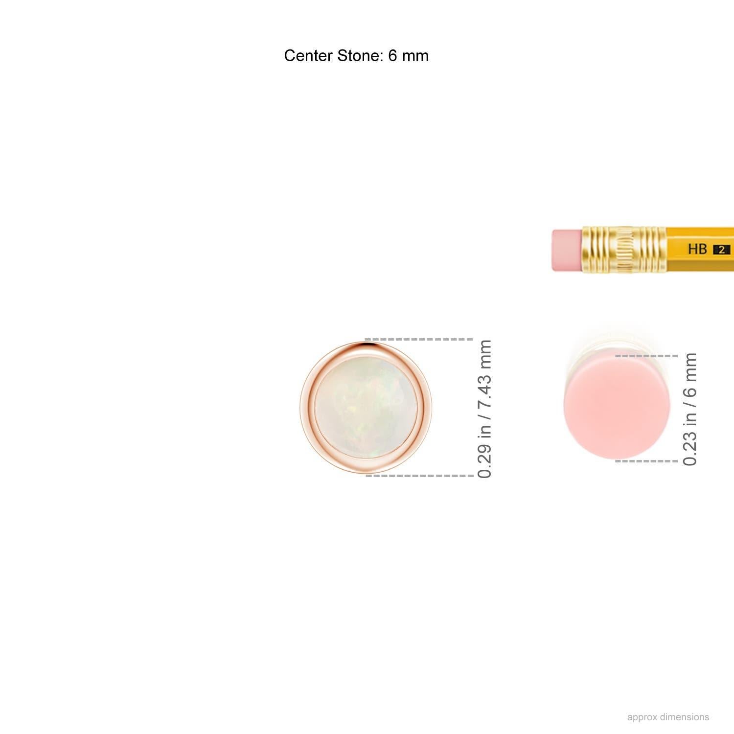 Bezel-Set Round Opal Solitaire Pendant in 14K Rose Gold for Women (Size-6mm) In New Condition For Sale In Los Angeles, CA