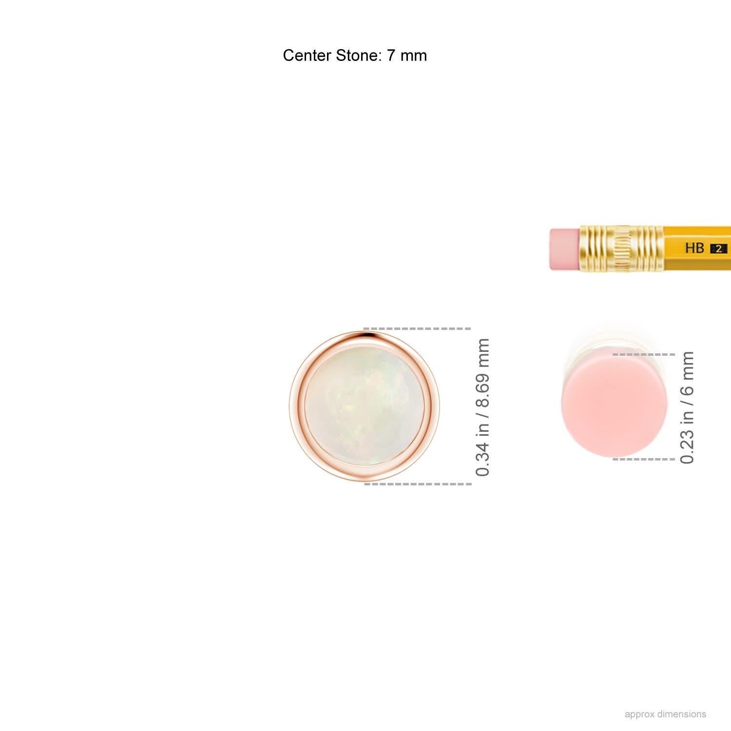 Bezel-Set Round Opal Solitaire Pendant in 14K Rose Gold for Women (Size-7mm) In New Condition For Sale In Los Angeles, CA