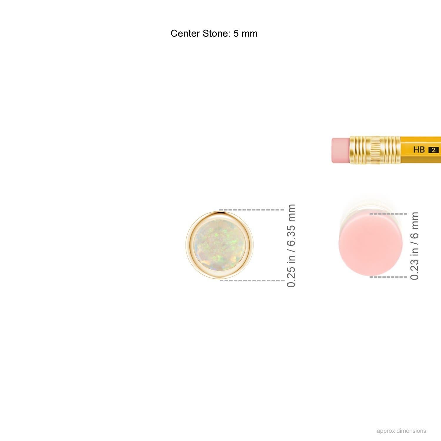 Bezel-Set Round Opal Solitaire Pendant in 14K Yellow Gold for Women (Size-5mm) In New Condition For Sale In Los Angeles, CA