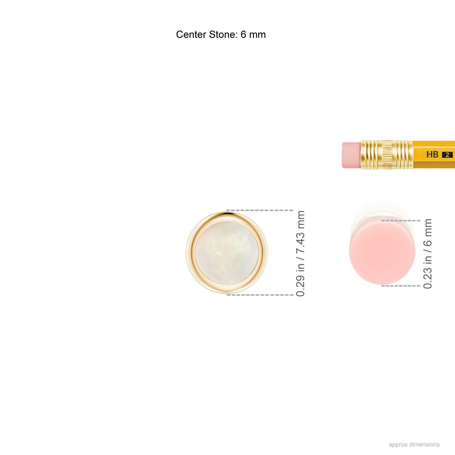 Moderne Pendentif solitaire en or jaune 14 carats serti d'opales rondes serties sur le chaton pour femmes (taille 6 mm) en vente