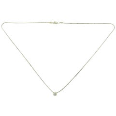 Bezel-Set Round Solitaire Diamond in White Gold Pendant Necklace