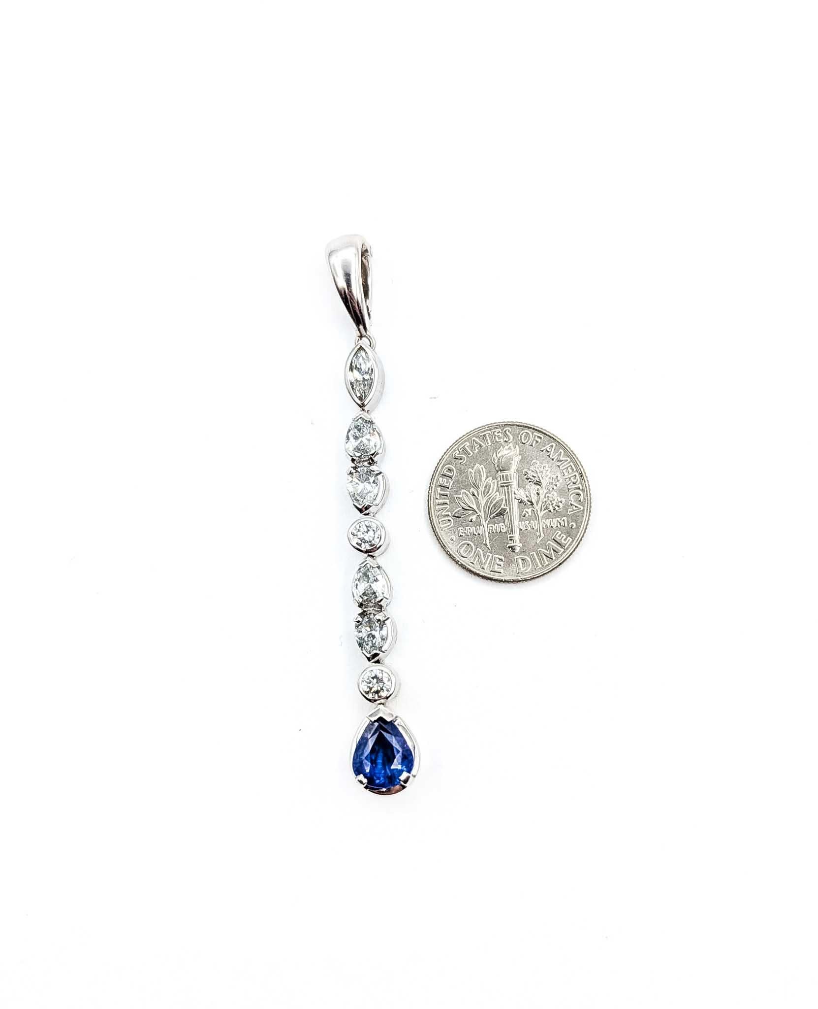 Lünettenbesetzter Anhänger mit Saphir und Diamant aus 18k Weißgold im Angebot 4