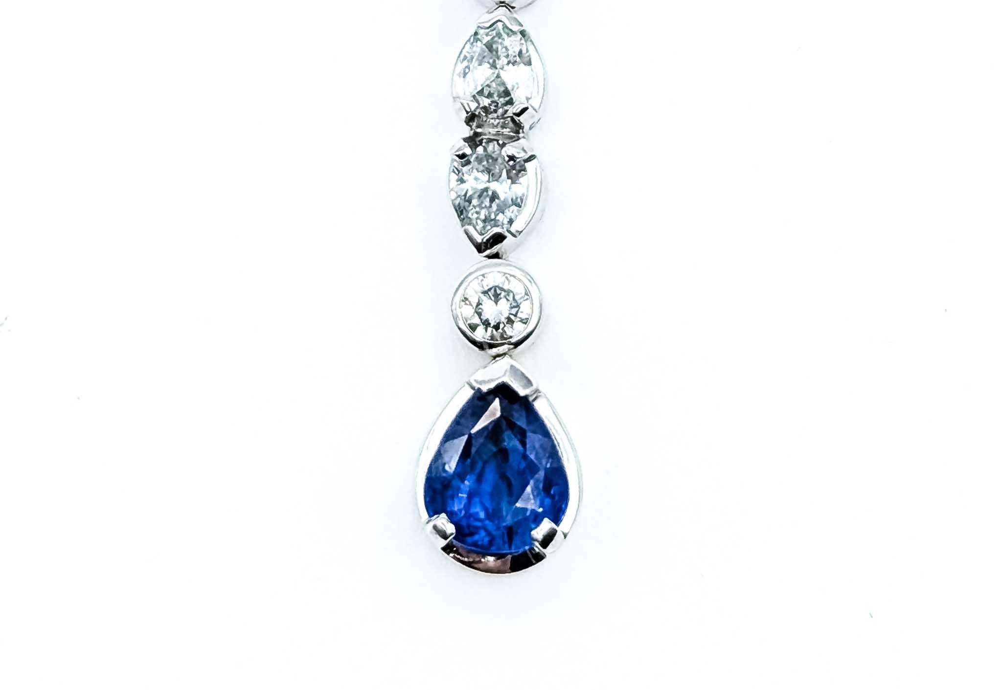 Lünettenbesetzter Anhänger mit Saphir und Diamant aus 18k Weißgold im Angebot 3