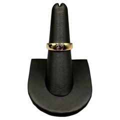 Bezel Set Sapphire Dome Ring in 10kt Yellow Gold – 0.18ctw Round Pink Sapphire