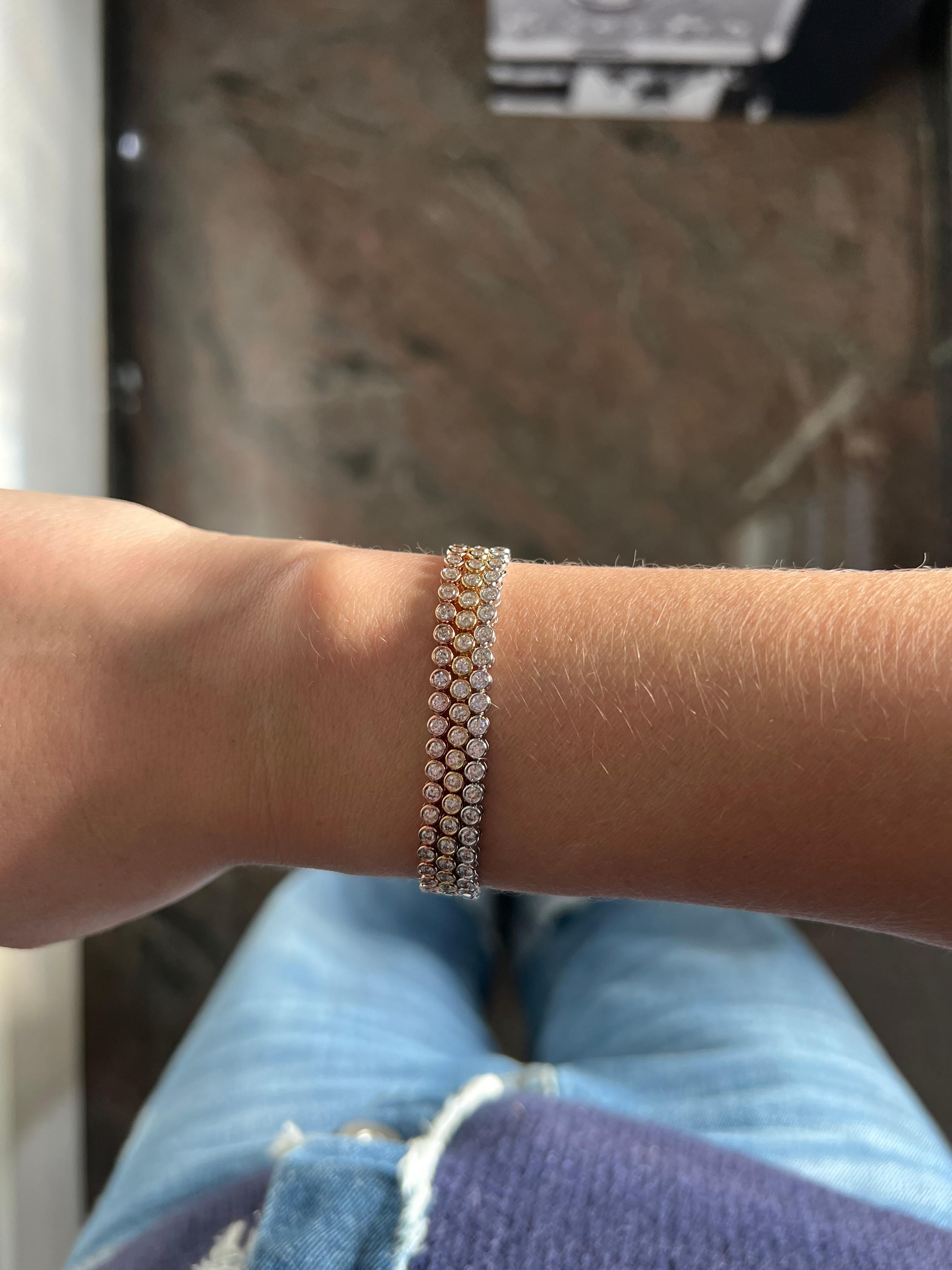 Women's Bezel Set Tennis Bracelet 5.00 Carat in 18 Karat White Gold Natural Diamonds For Sale