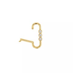 Bezel Set Three Diamond Oval Clasps 14K Solid Gold Paper Clip Jewelry