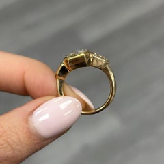 Rare Colors - Bezel Set Yellow Diamond Three Stone Ring