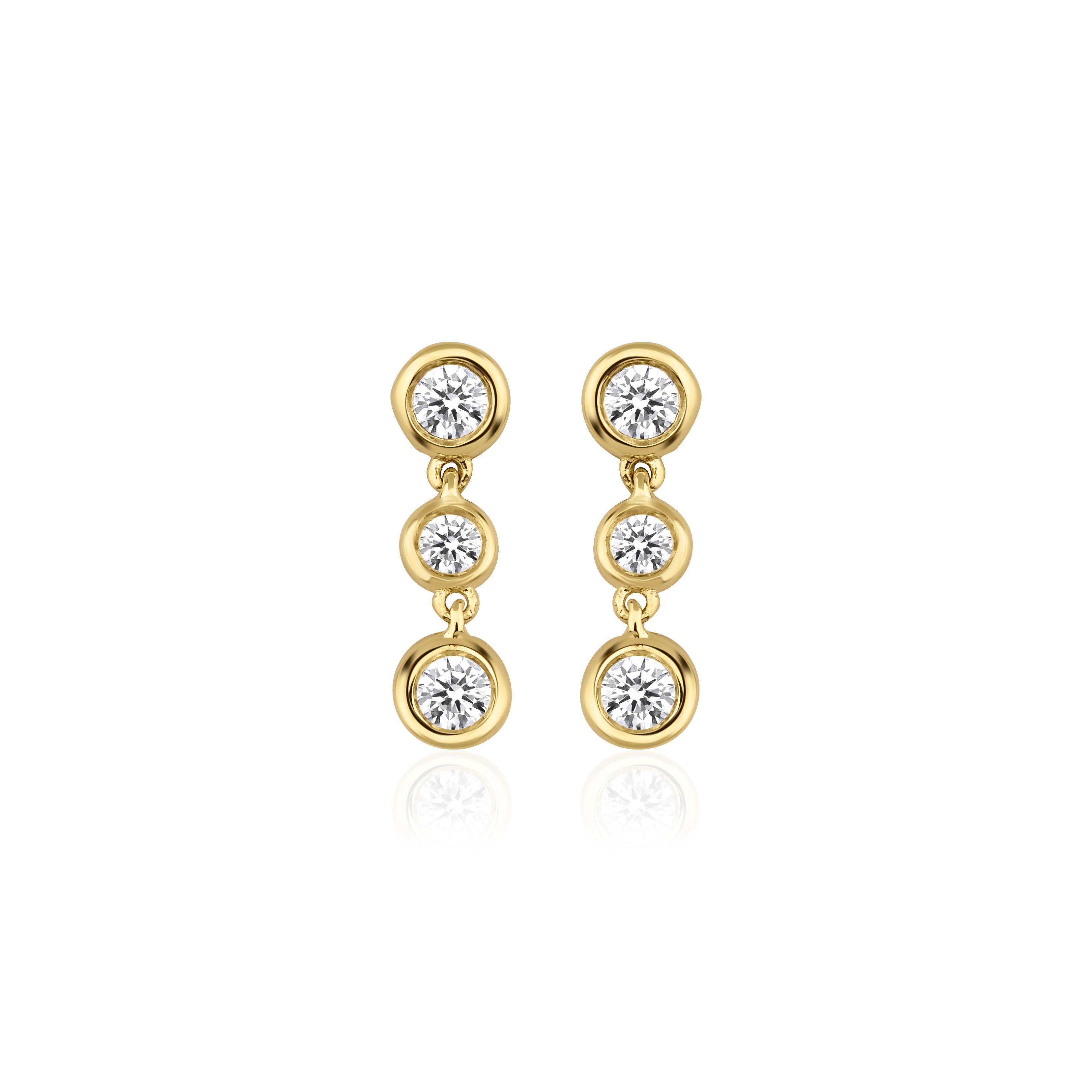 Pendientes de diamantes con engaste biselado 0,20 ct en venta