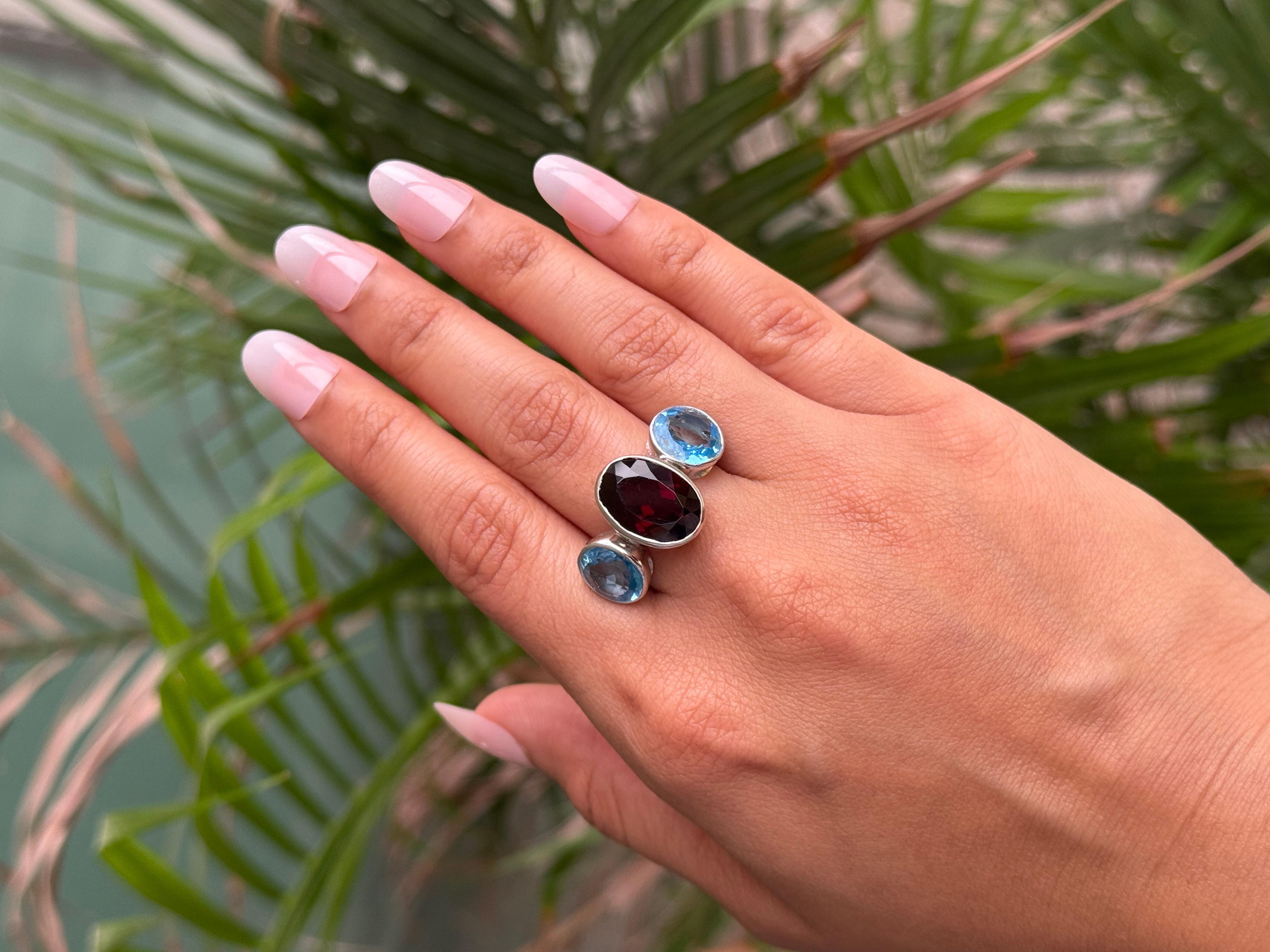 in vendita:  Anello in argento 925 con incastonatura a castone con tre pietre naturali multiple Regalo di lusso 11