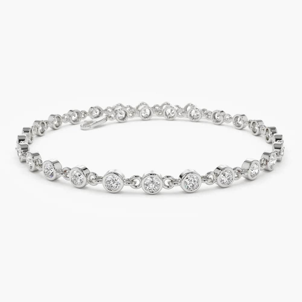 Bracelet diamant en or jaune 14K (ou 18k sur demande) avec lunette à ressort Pour femmes en vente
