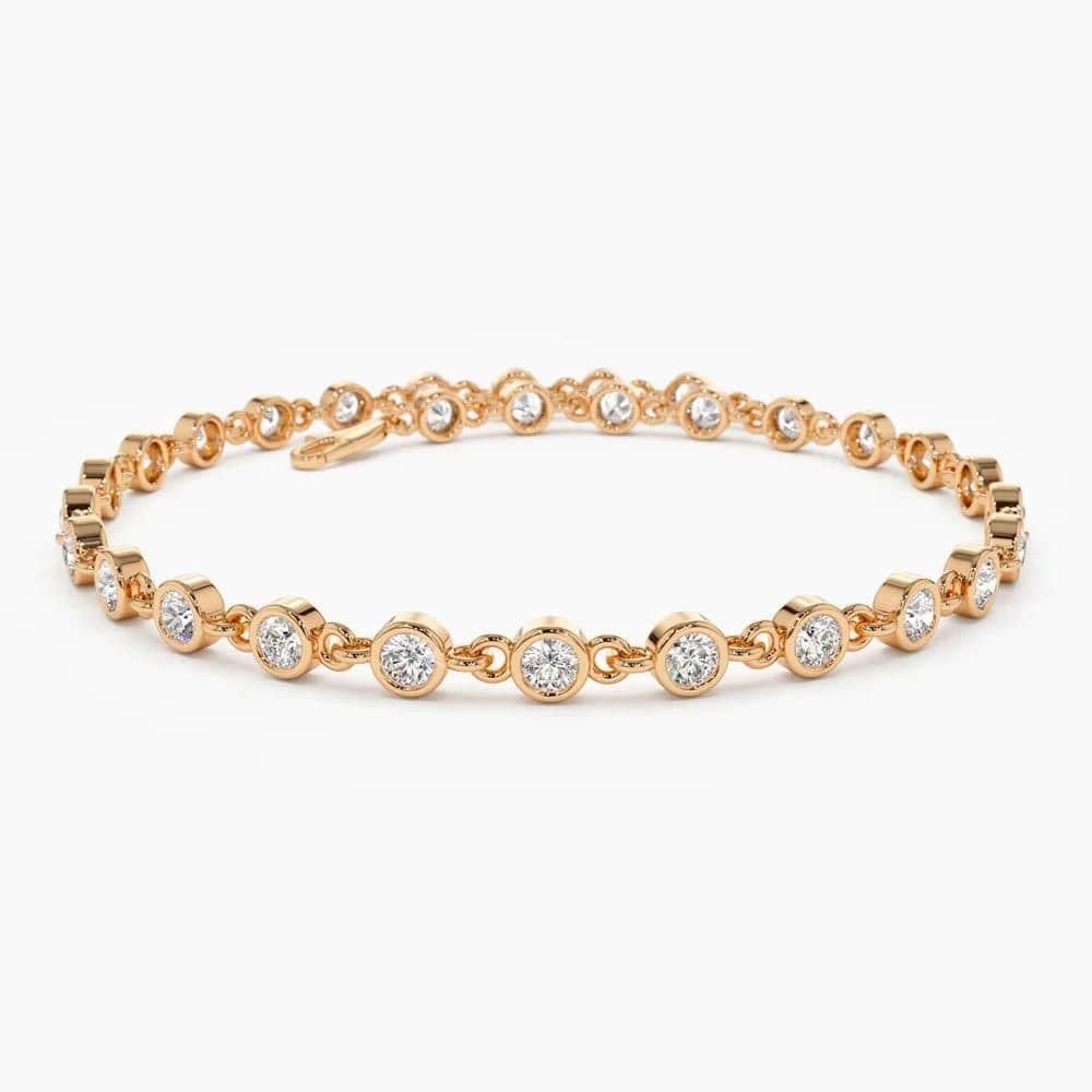 Bracelet diamant en or jaune 14K (ou 18k sur demande) avec lunette à ressort en vente 1