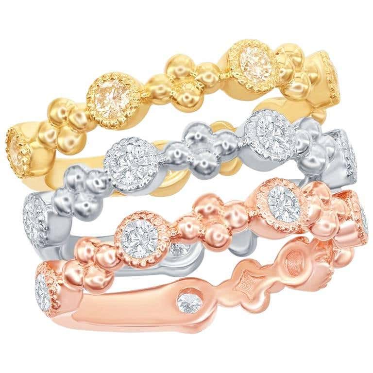Stackable Tricolor Bezel Rings For Sale at 1stDibs