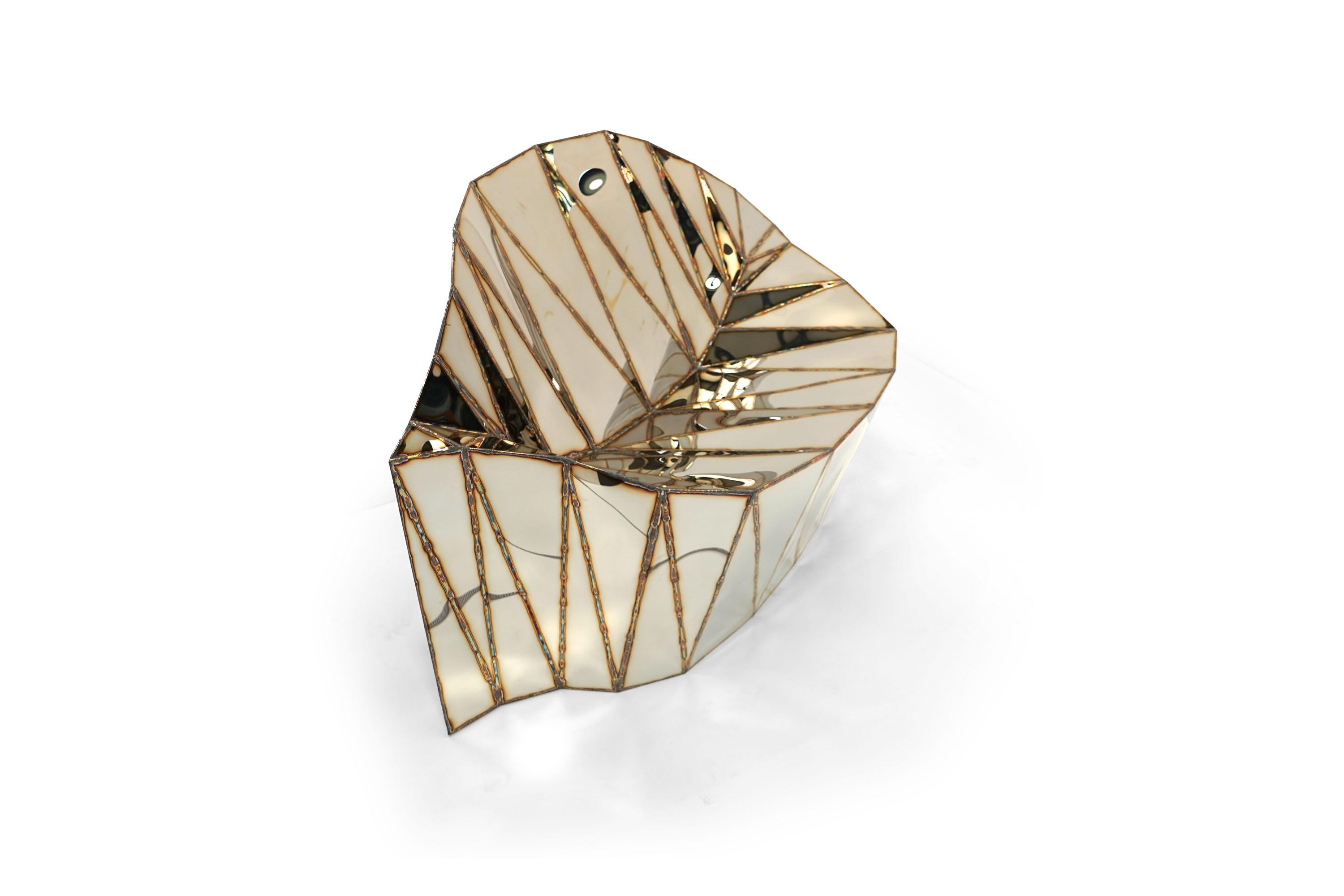 Silla Bezier de acero inoxidable y pulido espejo soldado de Julian Mayor en Nuevo estado para la venta en Geneve, CH