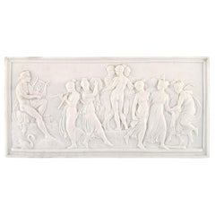 B&G After Thorvaldsen, Rare Biscuit Plaque, Dancing Girls, Late 1800s