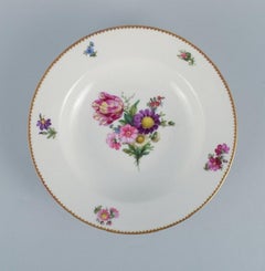 B&G, Bing & Grondahl Saxon Flower. Four Deep Plates Decorated with Flowers