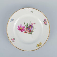 B&G, Bing and Grondahl Saxon Flower, Four Dinner Plates Decorated with Flowers