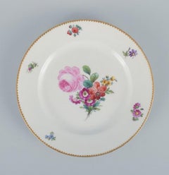 B&G, Bing & Grondahl Saxon Flower, Four Dinner Plates Decorated with Flowers