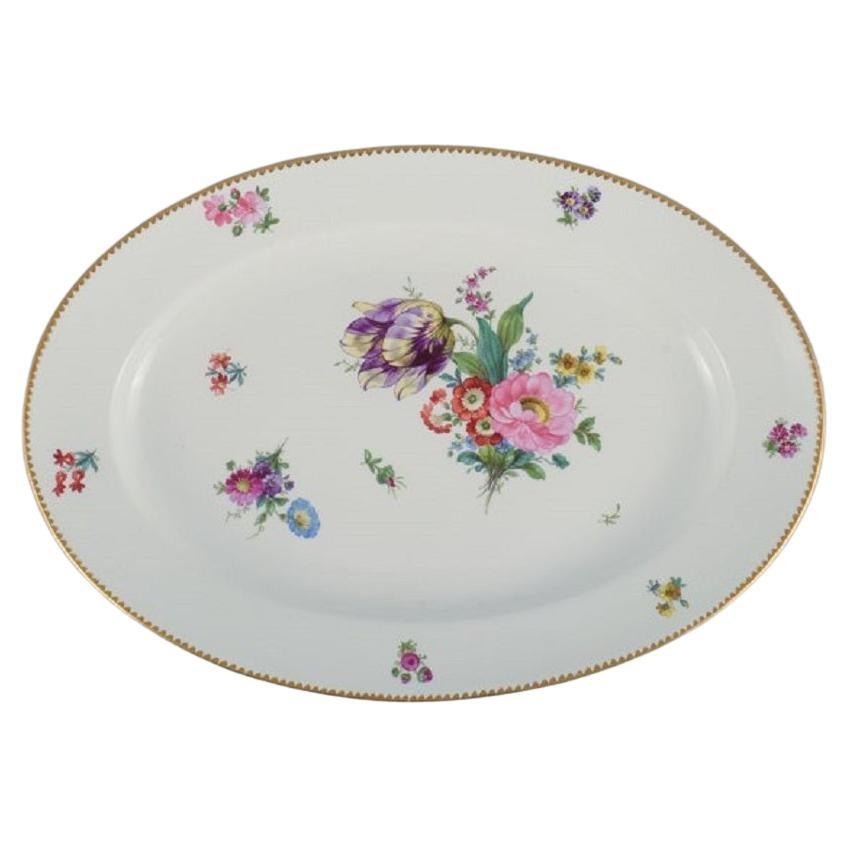 B&G, Bing and Grondahl Saxon Flower. Large Serving Dish Decorated with Flowers For Sale