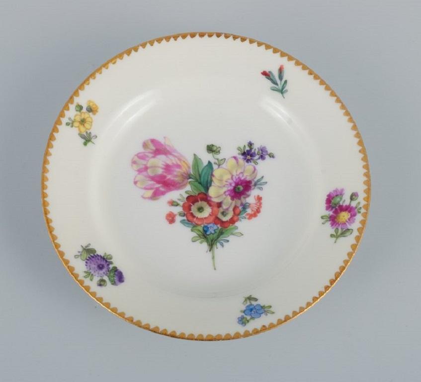 Danish B&G, Bing & Grondahl Saxon Flower. Six Cake Plates Decorated with Flowers For Sale